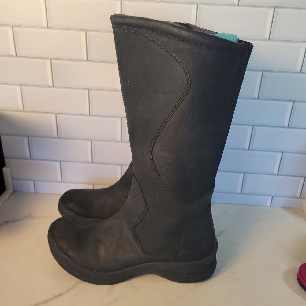 LL Bean Women Black Leather Tall Boots Comfort Lined 502940 Size 6.5 Medium
